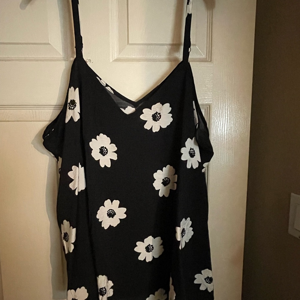 Adidas Black and White Floral Blouse